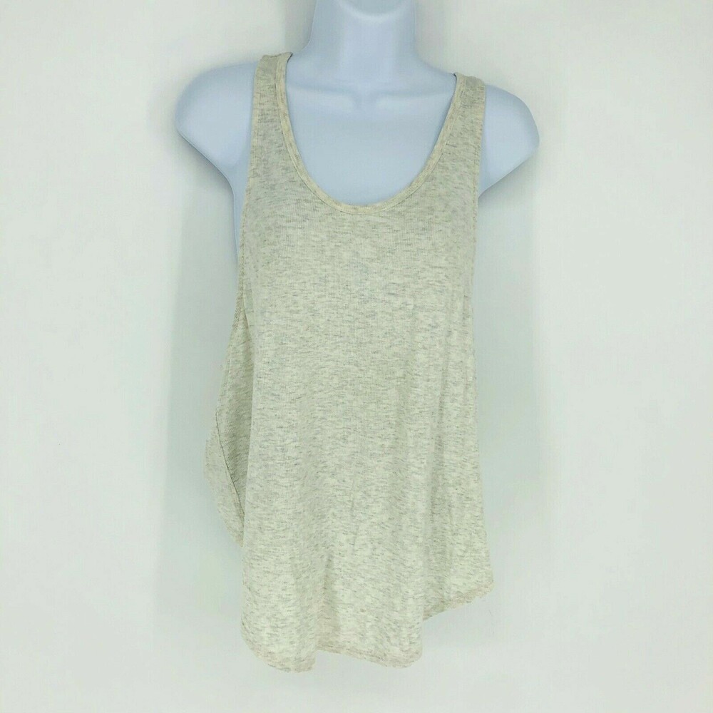 Athleta Gray Thermal Open Back Tank Top Womens Size Small Cropped Back Racerback - Picture 1 of 8